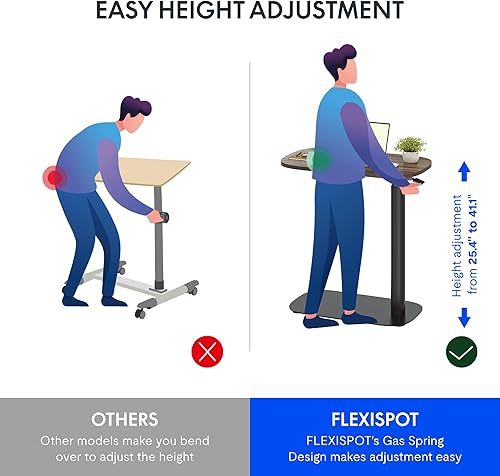 Miniatura 8 de FLEXISPOT Mesa C ajustable con ruedas, mesa auxiliar móvil para aperitivos, sofá, mesita de noche, carrito para laptop, bandeja de TV, mesita de