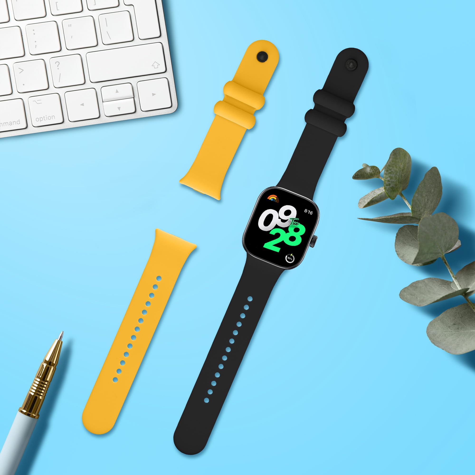 kwmobile 2x Straps for Xiaomi Redmi Watch 4 / Watch 5 / Watch 5 eSIM Watch Strap, Silicone Replacement Watch Strap Set - Image 2