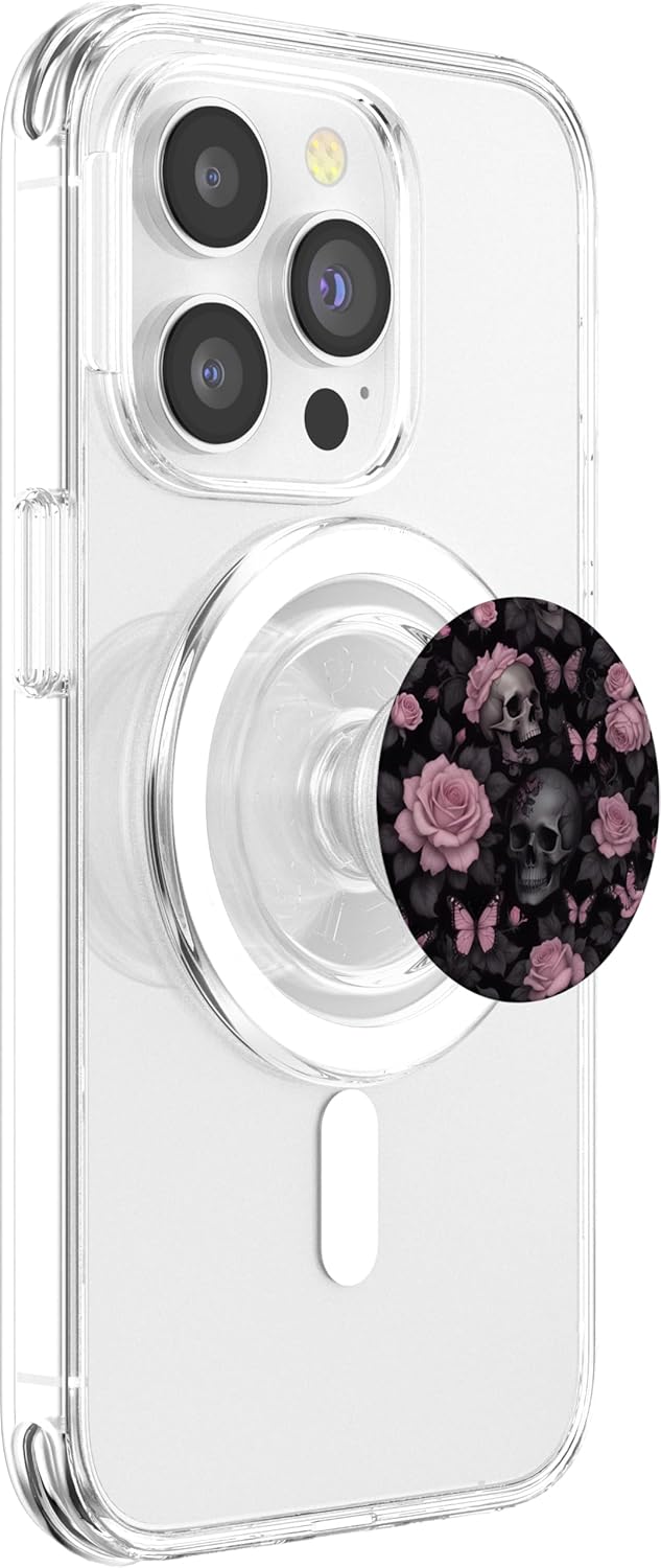 Gothic Flowers Goth Skull Butterflies PopSockets PopGrip for MagSafe