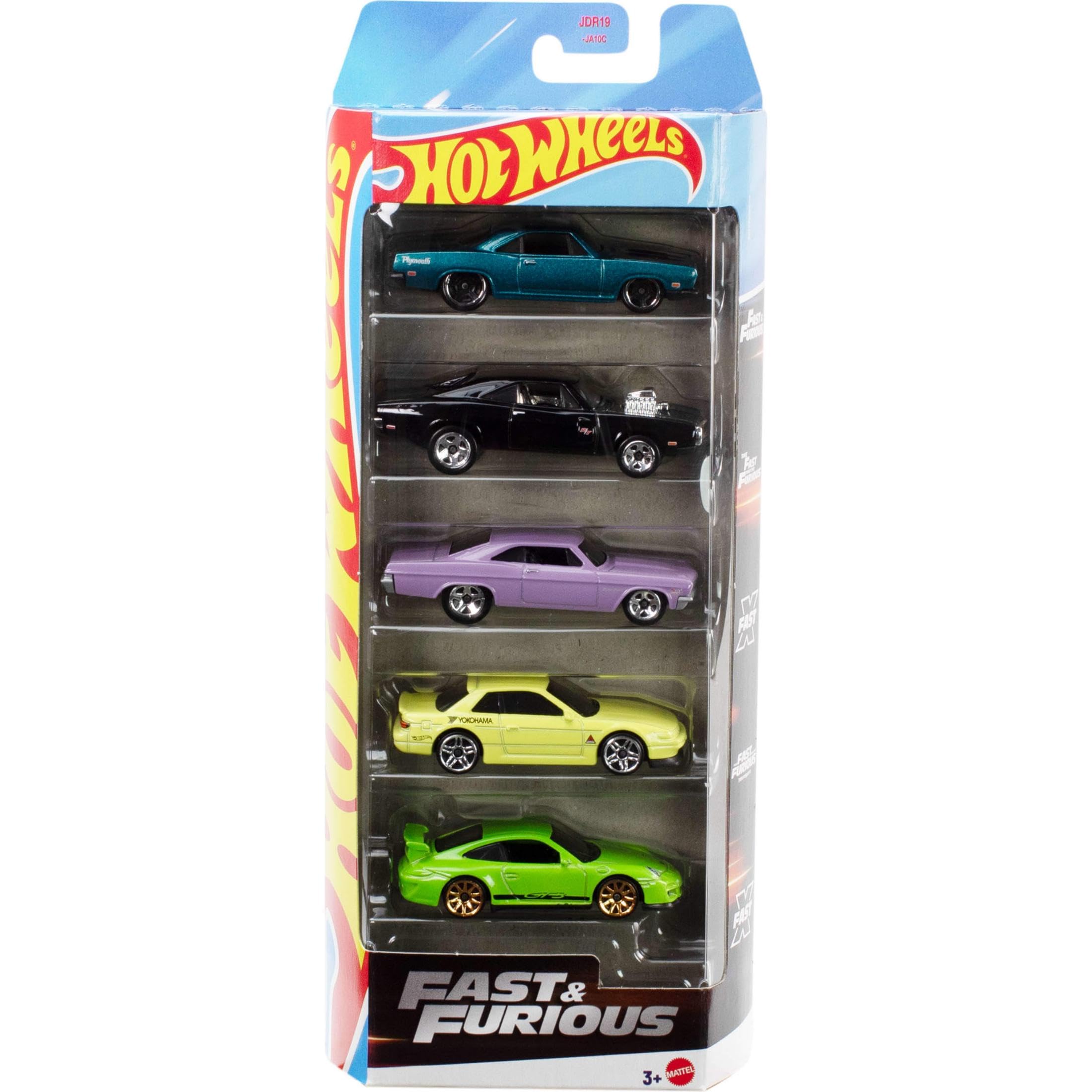 Hot WheelsFast & Furious Toy Cars, Set of 5 1:64 Scale Die-Cast Vehicles Inspired by & Seen in The Fast Movies
