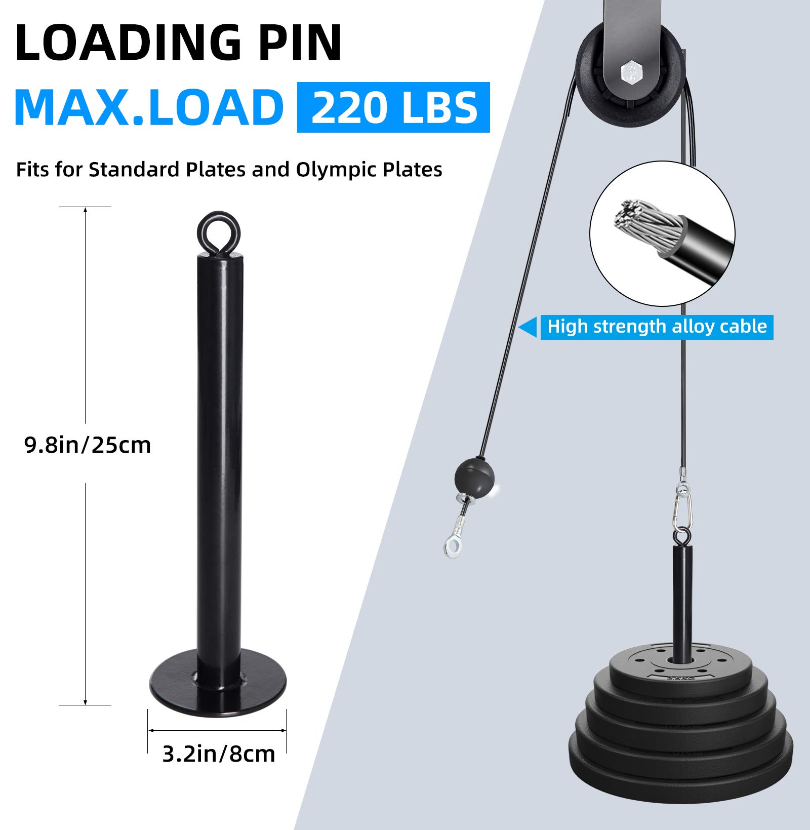 PELLOR Accesorio de Entrenamiento para Antebrazos,12PCS Accesorios Poleas Gimnasio, Entrenador de Resistencia de Rodillos Equipo para Ejercicios de Entrenamiento de Fuerza con Brazos y Cuerdas