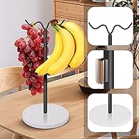 Vista 6 de Soporte de plátano de doble gancho, gancho para árbol de plátano para encimera de cocina, estantes de frutas resistentes y equilibrados