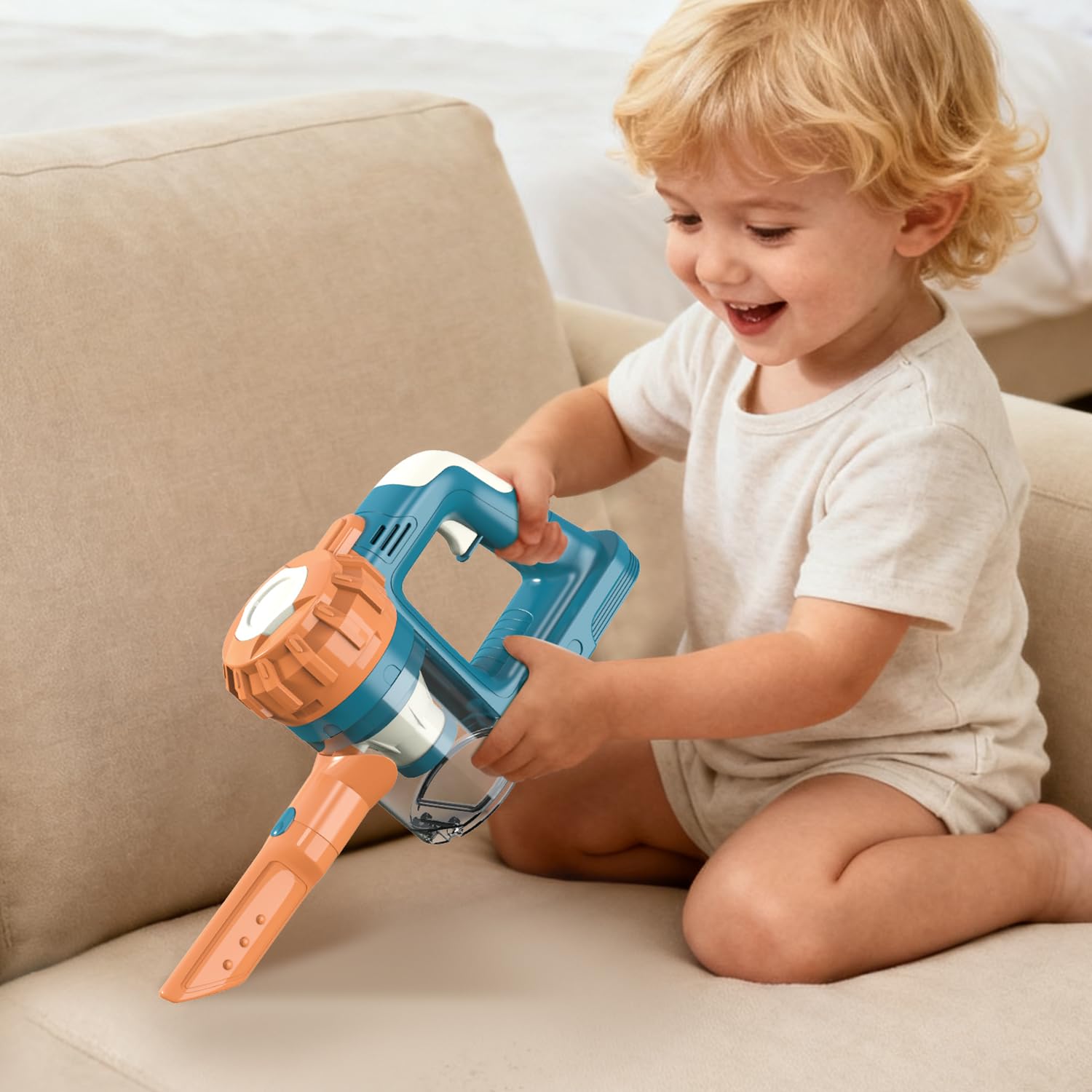 VARANO Spielzeug-Staubsauger für Kinder, Kinderstaubsauger mit echter Funktion, Staubsauger-Spielzeug ab 3 Jahren, Realistischer Staubsauger für Kinder, Haushaltsspielzeug für Jungen und Mädchen