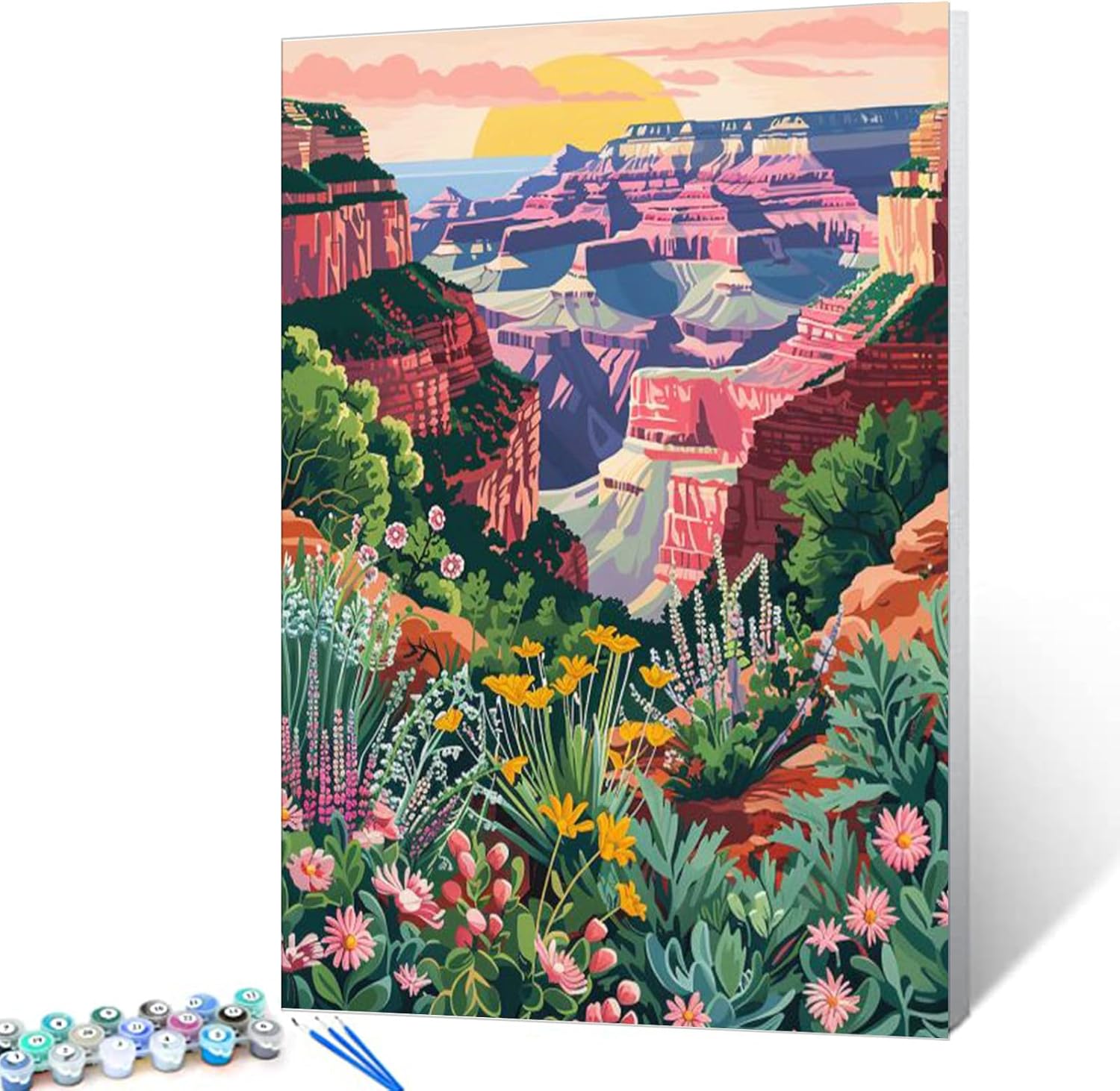 Grand Canyon Landscape Mountains Scenery Paint by Numbers for Adults Nature Landscape DIY Paint by Numbers Acrylic Paint Canvas Flowers American Scenery Painting Kits Art 16x20 Inch?without Frame? 16''x20''(DIY Frame) Famous 04