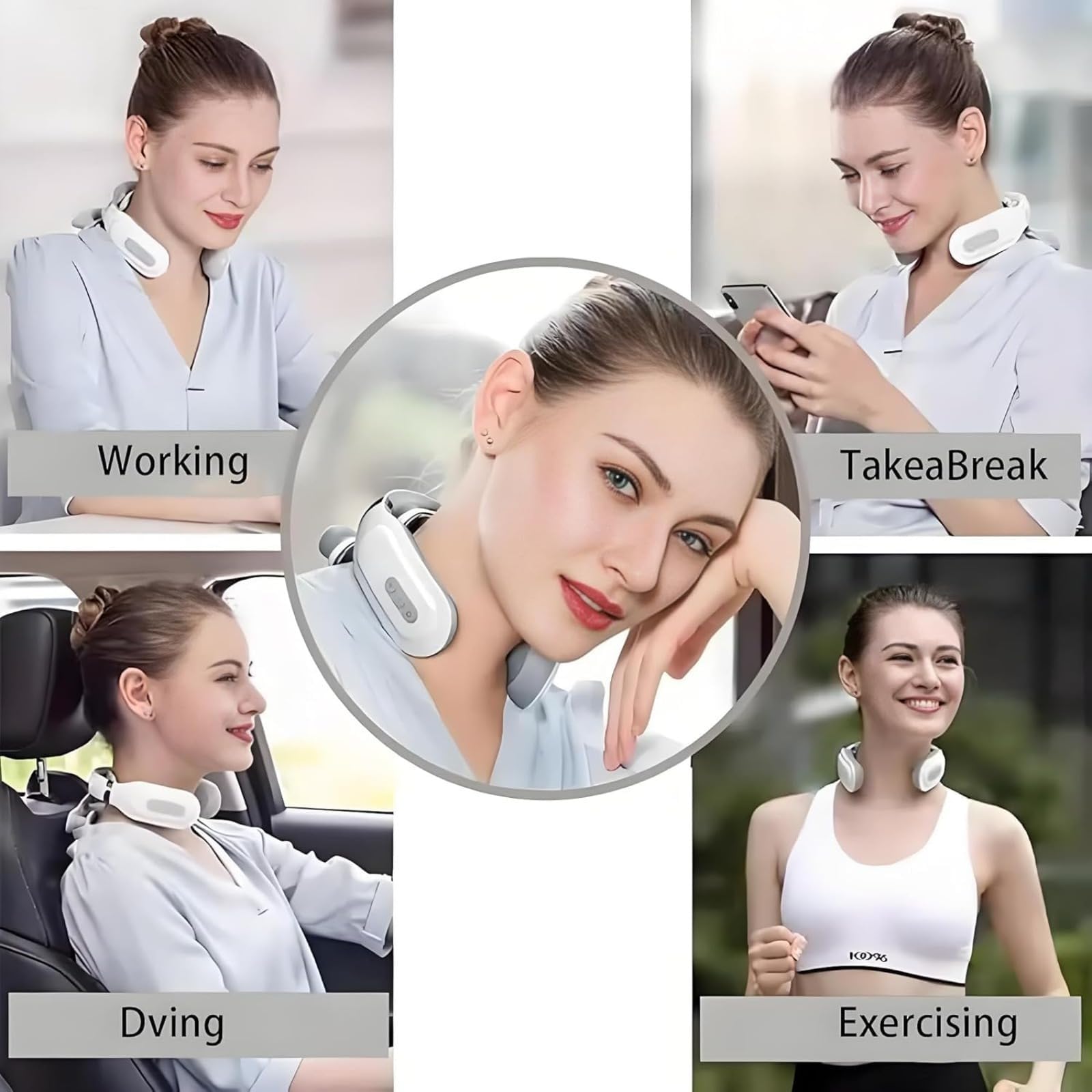 Restify Pro Masajeador Cervical Con Cuatro Cabezales De Calor, Alivia Dolor Y Tensión Muscular, Apagado Automático 15 Min, Diseño Portátil, Ideal Para Hogar, Oficina Y Viajes. (1 Pcs)