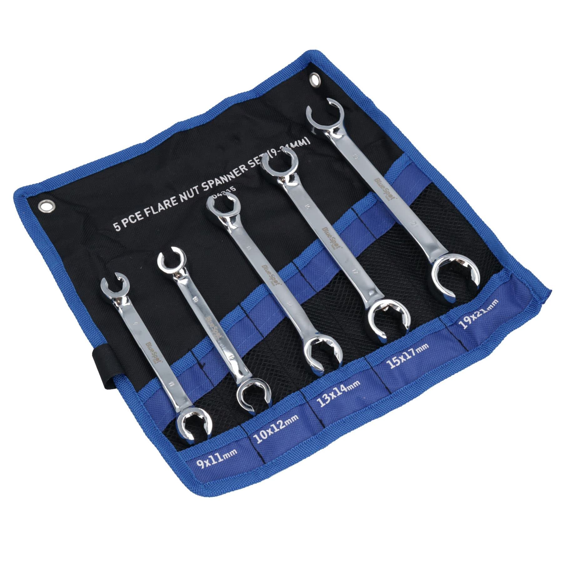 AB Tools Chiave chiave metrica per tubo del carburante del freno a gas con dado svasato 9 mm - 21 mm Set da 5 pezzi