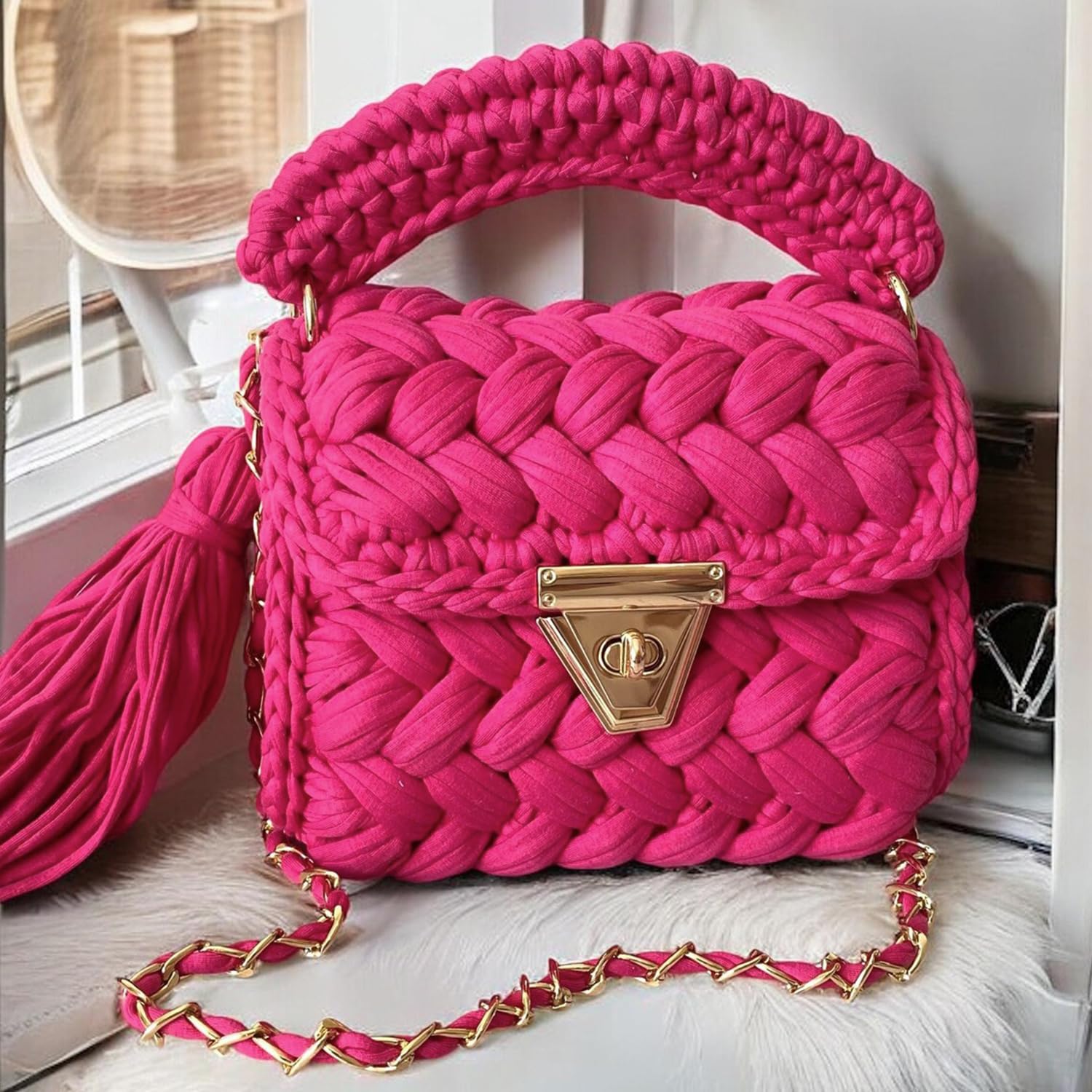 NOTIONSLAND 400 g T-Shirt Yarn, Knitting Yarn, Fabric, Crocheting Yarn for Bag Basket, Blanket, Home Decoration - Image 2