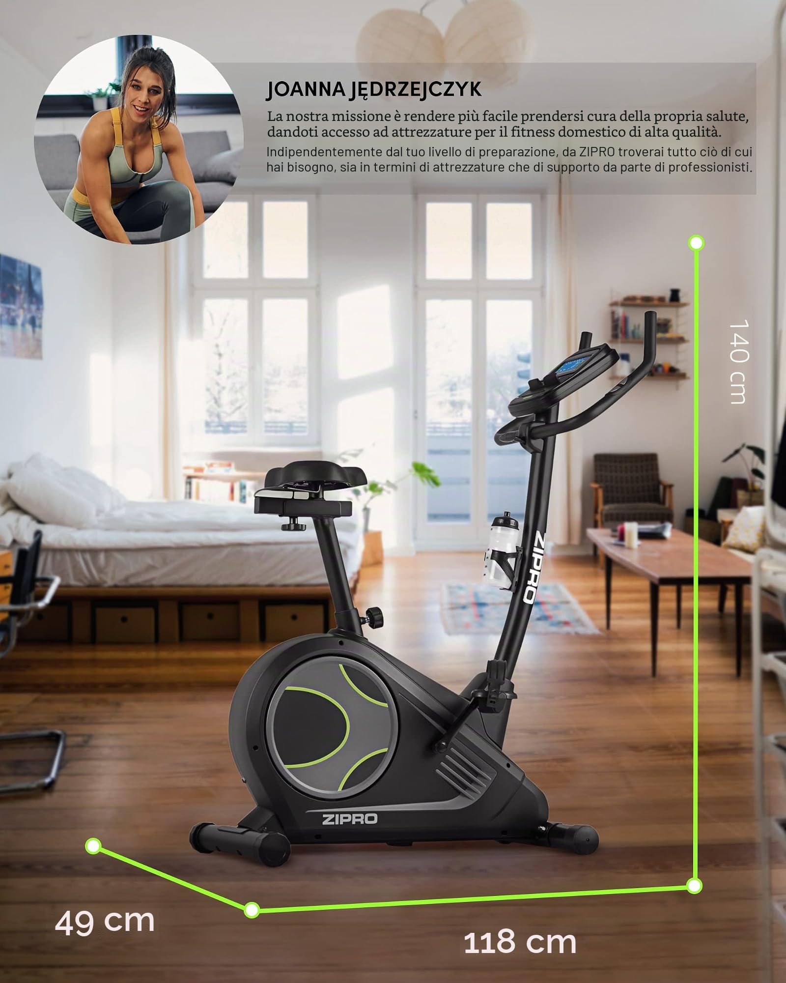 Zipro Cyclette Flame, Fitness Bike Ergometrico, Trainer Magnetico per Bicicletta, Ergometro fino a 150 kg, Bici da Interno, Cyclette per Allenamenti Domestici, Cyclette da Ciclismo con Cavo