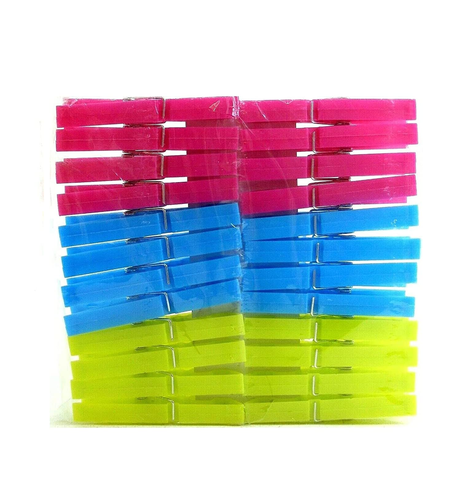 Paulstore Multiple Colors 24 Plastic Pegs For Drying Clothes, Extra Strong Grip, Heavy Duty Plastic & Weather Resistance, Large Jumbo Storm Laundry Hanging Clips, Vibrant Multi-Colours