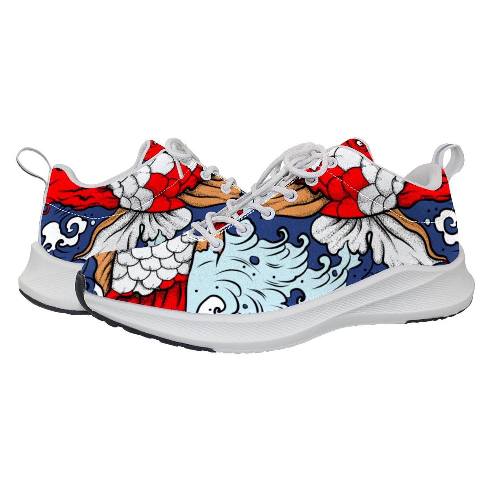 Scarpe da ginnastica uomo personalizzate Scarpe da passeggio leggere Running Athletic Casual Sneakers Giapponese Carp Fish Wave