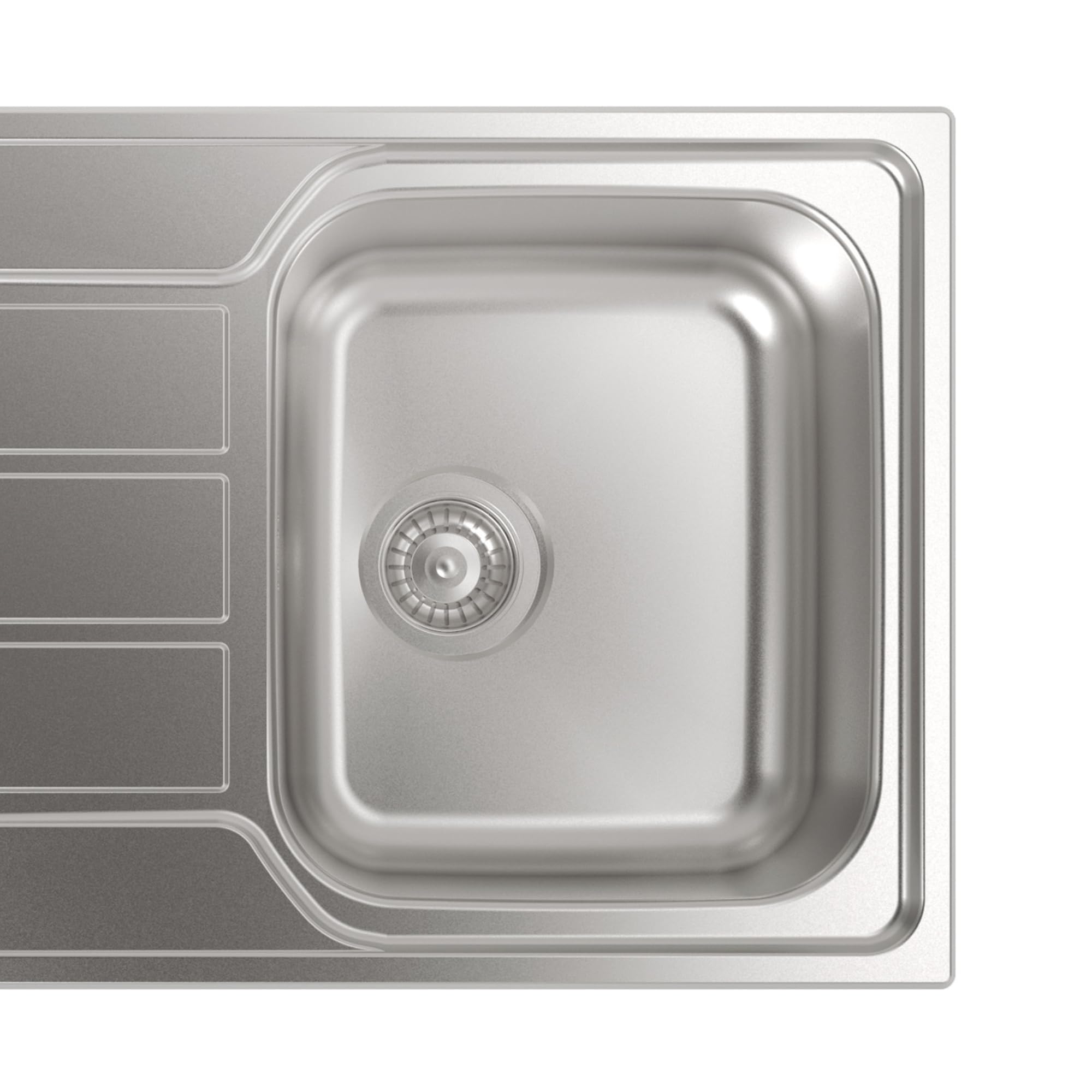 CATA FREGADERO CDL 1 Reversible con Cubeta Cuadrada con Escurridor Profundidad de la Cubeta 18 cm Instalación en Mueble de 45 cm Base con Fondo Absorbente Válvula Canasta 3 1/2" Ancho 77 cm Color Inox