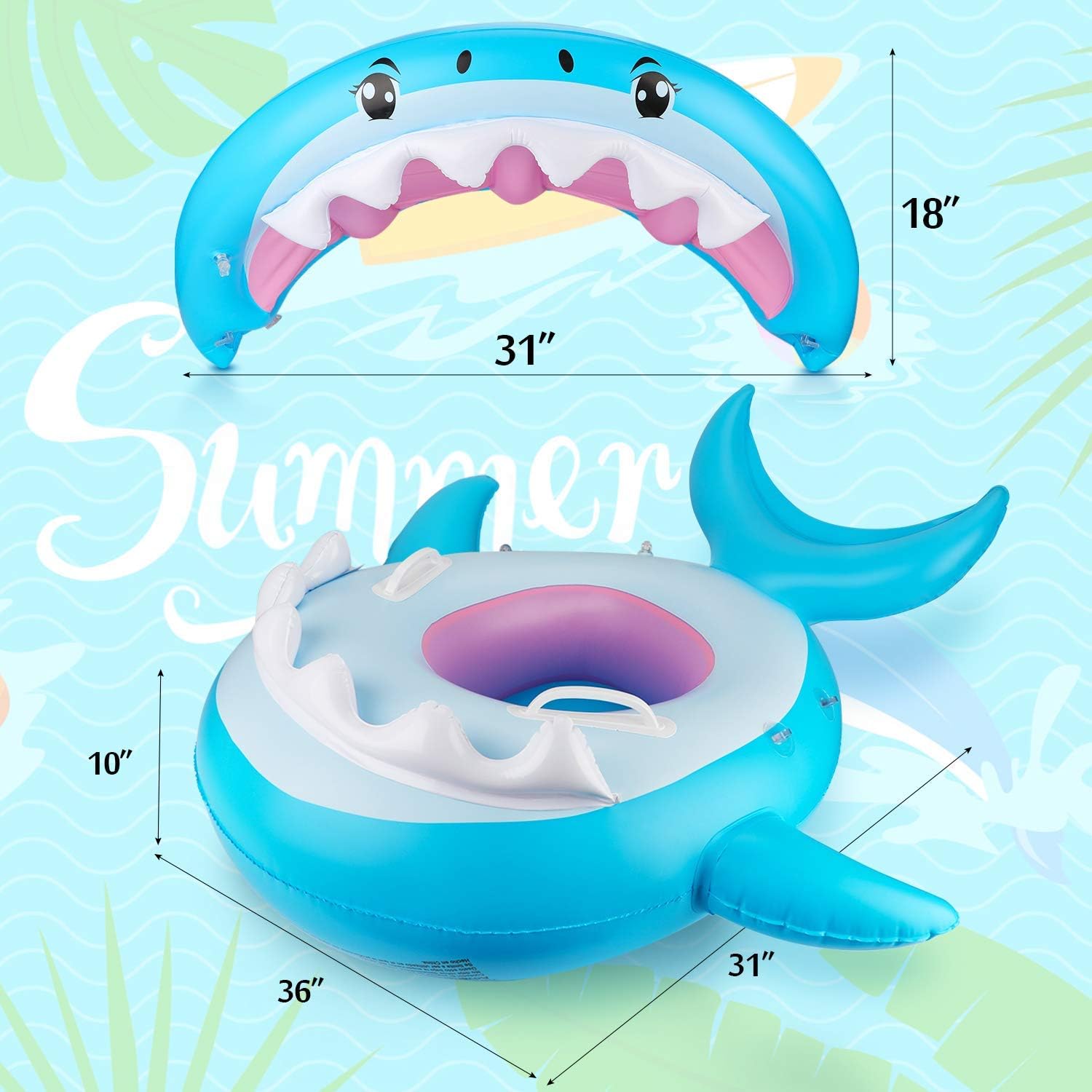 Baby Pool Float Swimming Float with Canopy Inflatable Floatie Swim Ring for Kids Aged 9-36 Months Children's Day Gift(Blue2) : Toys & Games