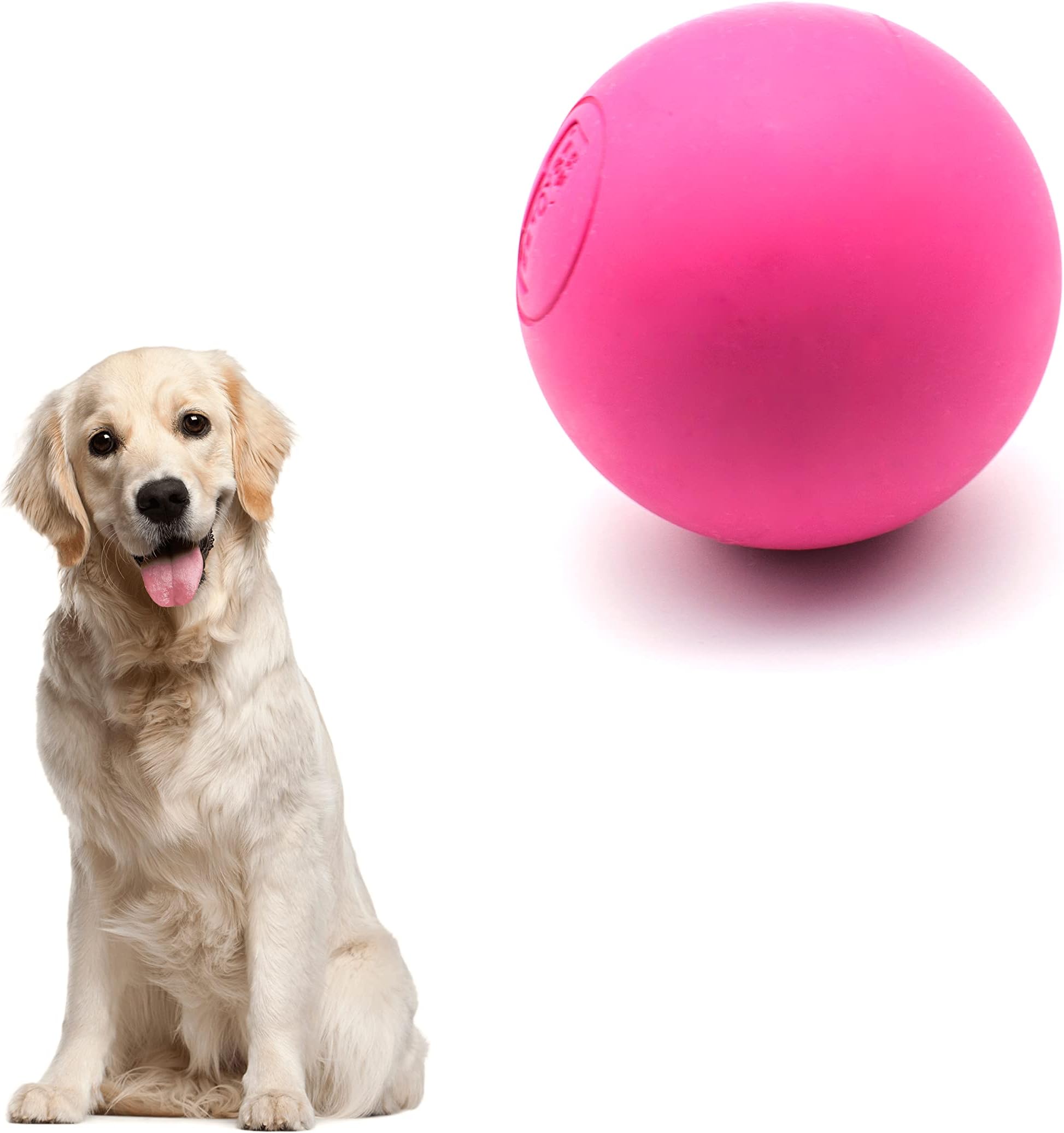 Solid Rubber Ball for Aggressive Chewers - Dog Ball 2.36 Inch Durable Chew Toy for Outdoor Agility Fetch Training (1 Pack, Pink)