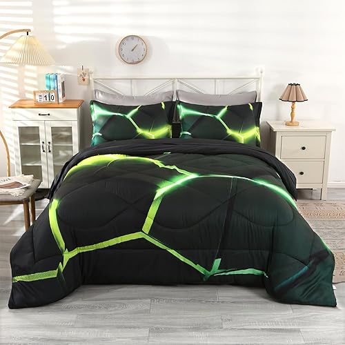 Miniatura 7 de Wowelife Geometry - Juego de edredón Queen con sábanas, juego de cama hexagonal de 5 piezas en una bolsa con 1 edredón, 1 sábana bajera, 1 sábana