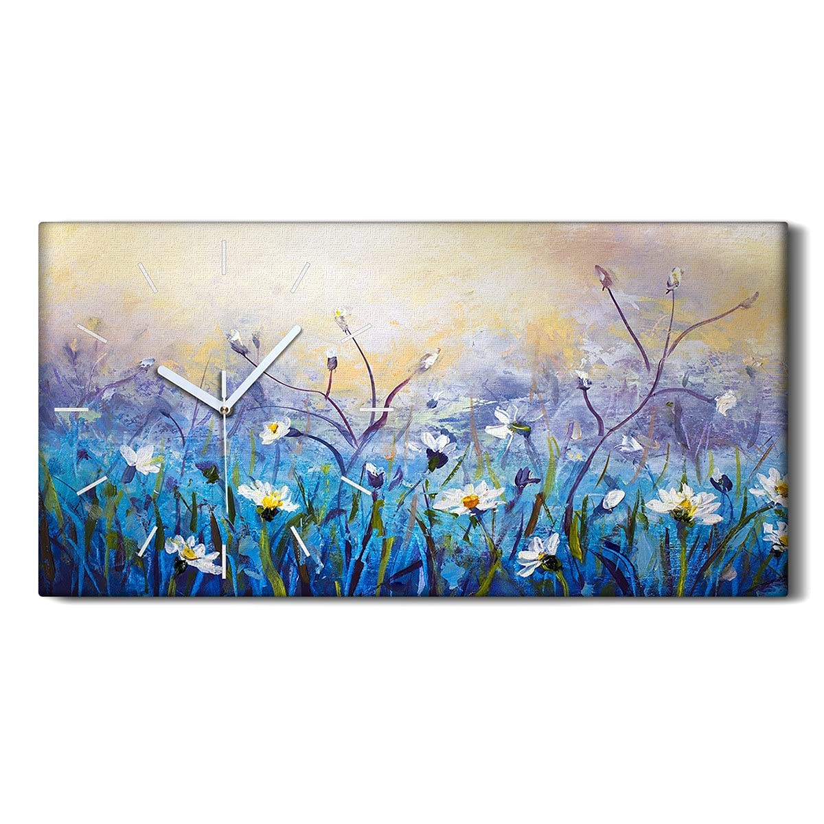 Horloge sur Toile 60x30cm Art Mural Salon Chambre Pendule Silencieuse Moderne