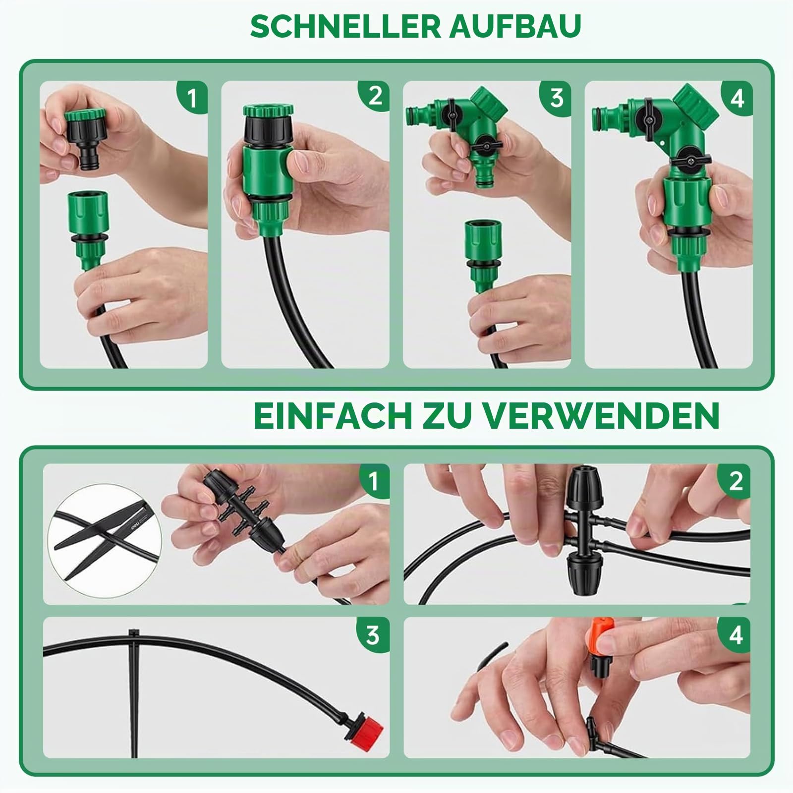 Garten Bewässerungssystem,340Pcs Garten Bewässerung Kit,55M+15M Bewässerungsrohre,Automatik Tröpfchenbewässerung Gartenbewässerung Misting Kühlsystem für Landschaft,Flower Bed und Terrasse Pflanzen