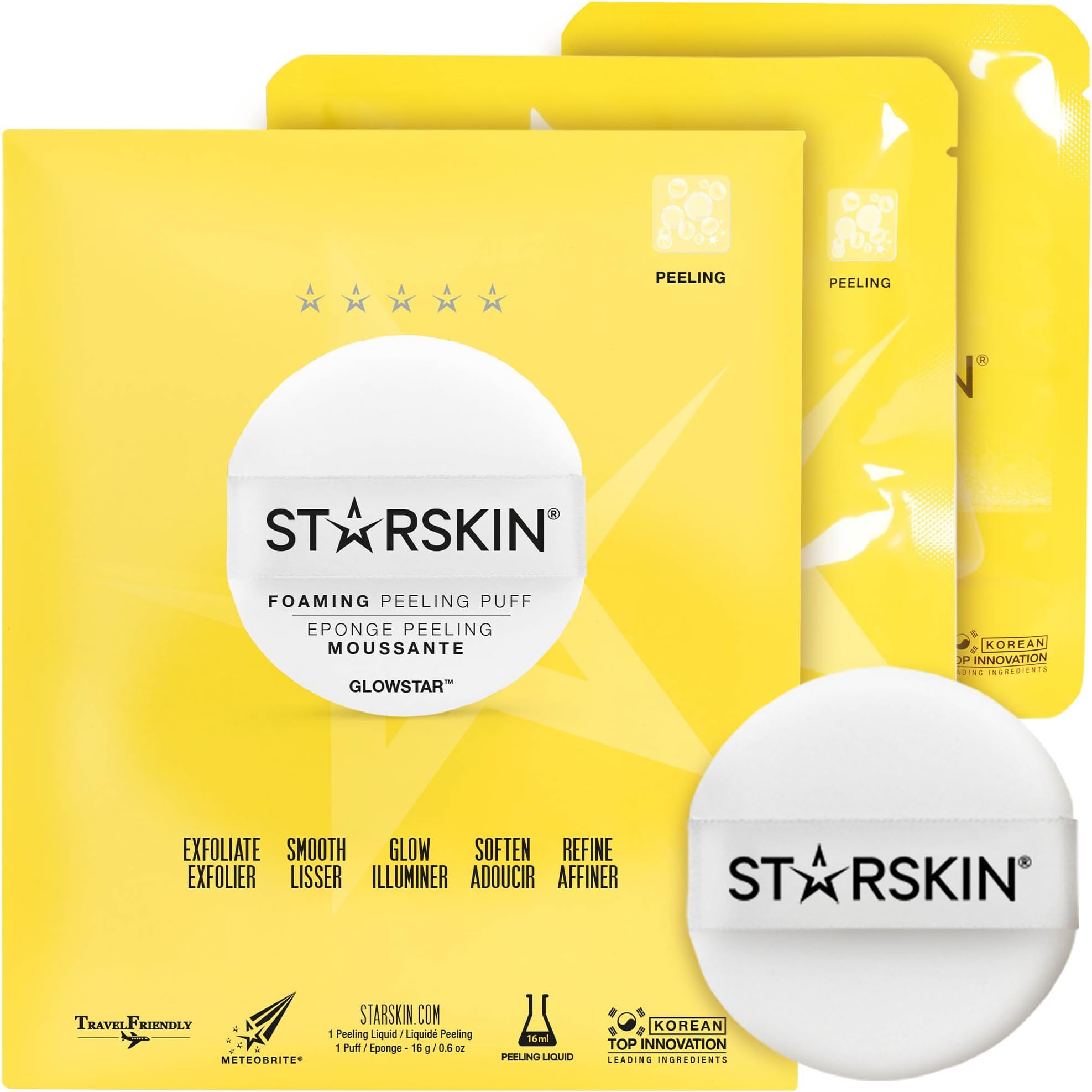 - Glowstar, Facial Radiance Pads with Lactic and Glycolic Acid, AHA Exfoliant infused with Vitamin C Serum, Face Peeling Puff, Optimal for Soft Scrub, K Beauty Skincare