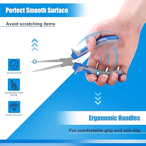 Miniatura 4 de SPEEDWOX Alicates de punta de aguja de 6 pulgadas, mini alicates de precisión de nariz extra larga, mandíbulas planas delgadas y microfuncionales