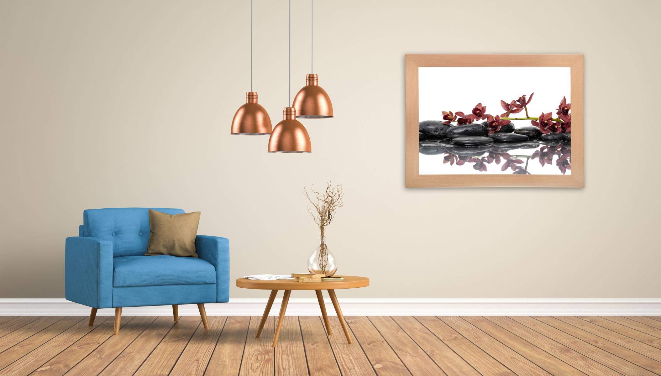 FRAMO35 35x50 Cornice (Azzurro) In MDF Fatta A Mano Con Lastra Di Vetro