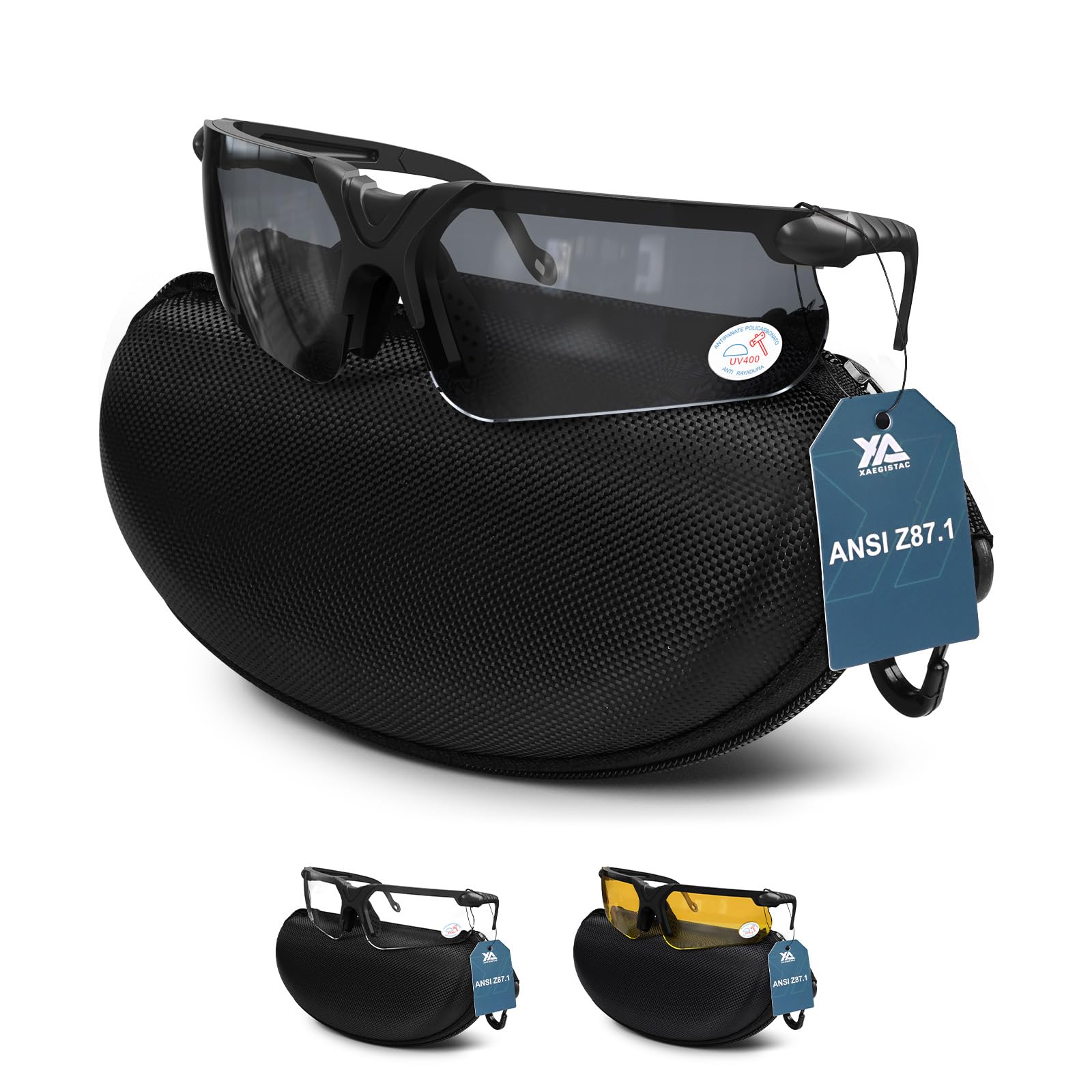 xaegistac Shooting Glasses with Case-Safety Glasses Anti Fog