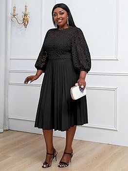 Amazon.com: AOMEI Women's Elegant Lace Patchwork A-line Midi