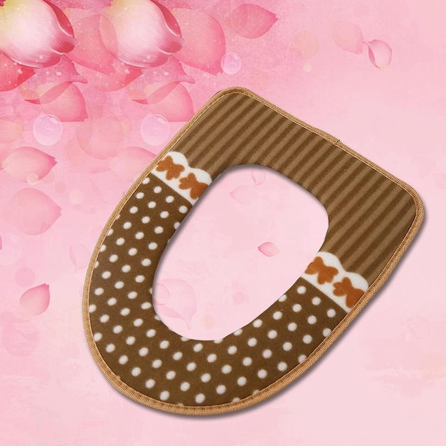 バスルーム用温熱便座、 クッションバスマットカバー 暖かくて柔らかいフランネルシート(Brown)