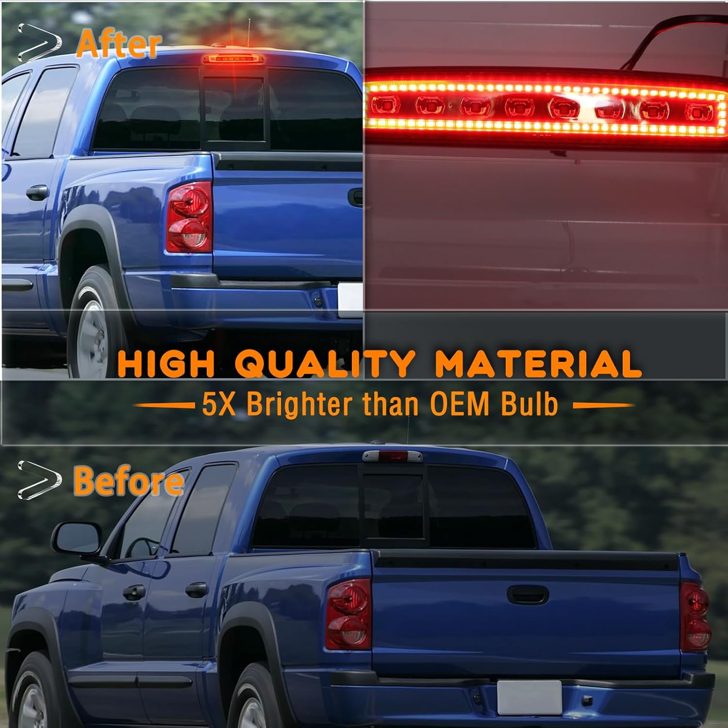 Smoked Lens LED 3rd Third Brake Light Replacement for Dodge Dakota 1997-2011,Roof Cargo Light Center High Mount Stop Lamp Smoked Lens