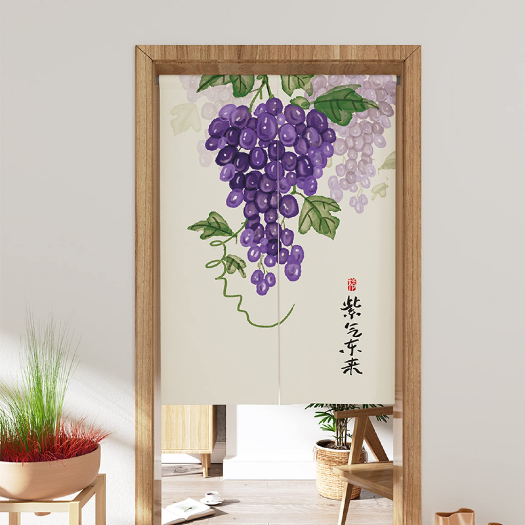 のれんぶどう葡萄麻 のれん 暖簾 目隠し 間仕切り タペストリー