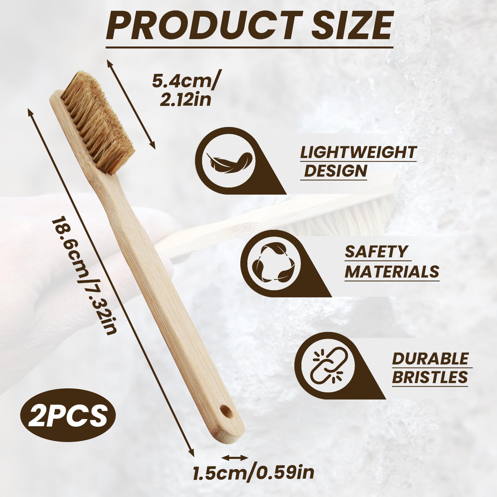 2 PCS Premium Climbing Brush, Spazzola per Arrampicata e Bouldering, Spazzola in Rovere Massiccio con Setole di Cinghiale per la Pulizia di Manici e Fori per le Dita, Attrezzatura Ideale per Climbing