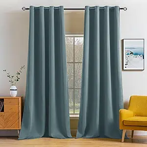 MIULEE Blackout Curtains 96 Inches Long for Bedroom Living Room Thermal Insulated Room Darkening Grommet Top Solid Light Blocking Drapery Set of 2 Window Panels Greyish Blue