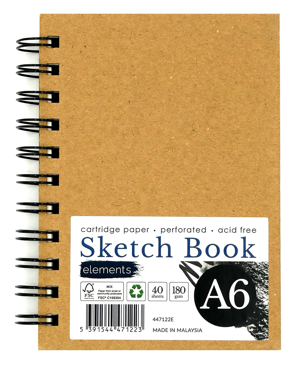 Elements A6 Wire-O Sketch Book, Kraft, Kraft A6