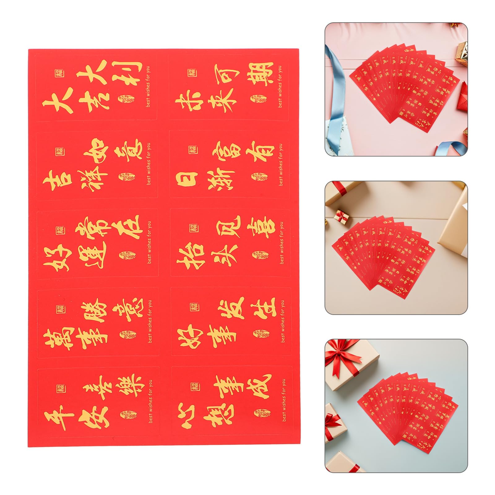400 Blatt Neujahrsaufkleber Rot Papier für Geschenkboxen