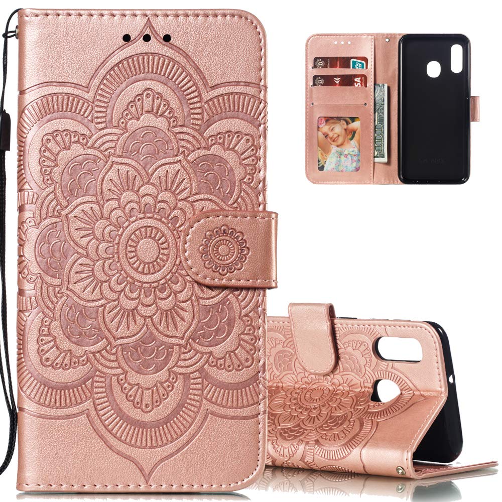 Protection Samsung Galaxy A10E coque fine Mandala Rose Gold LEECOCO LD - 7