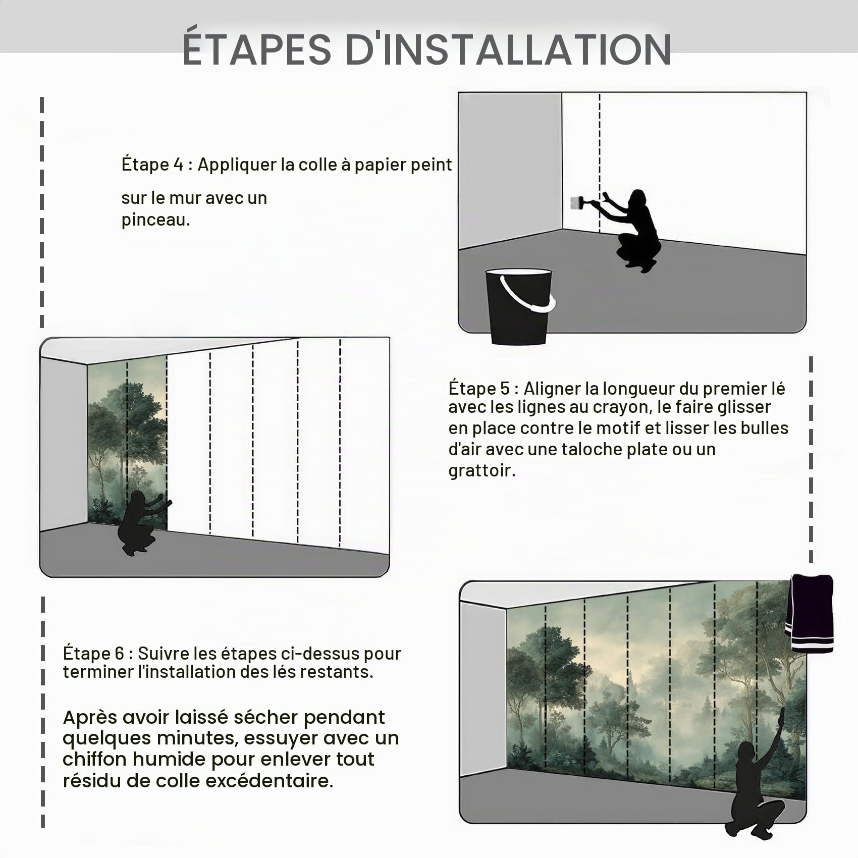 Generisch Papier Peint Forêt Chambre Salon Cuisine Intissé, Papier Peint Panoramique Nature Paysage, Deco Murale Forêt, 350 x 256 cm