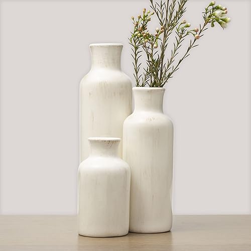 Miniatura 5 de Scott Living Jarrones de hombro de cerámica, juego de 3, blanco