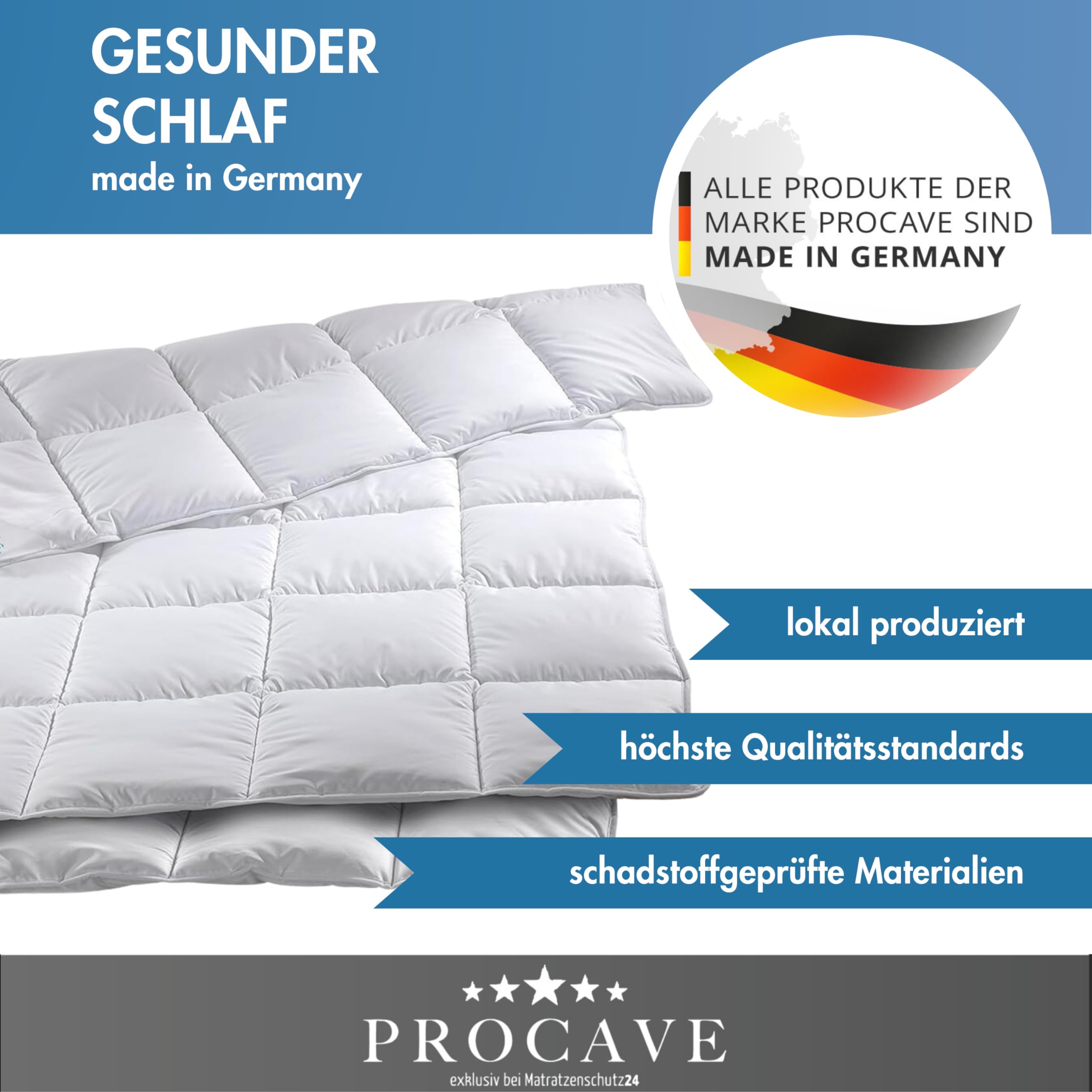 PROCAVE Micro-Comfort 4 Jahreszeiten 240x220 cm Ganzjahresdecke | Microfaser | Steppdecke | Bettdecke | Einziehdecke | Mono Decke | Steppbett | Soft Touch