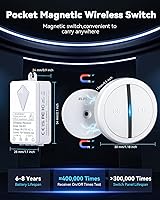 Vista 3 de ELECTOP - Interruptores inalámbricos para luces, interruptor magnético de luz de control remoto multivía, sin cable, interruptor de panel