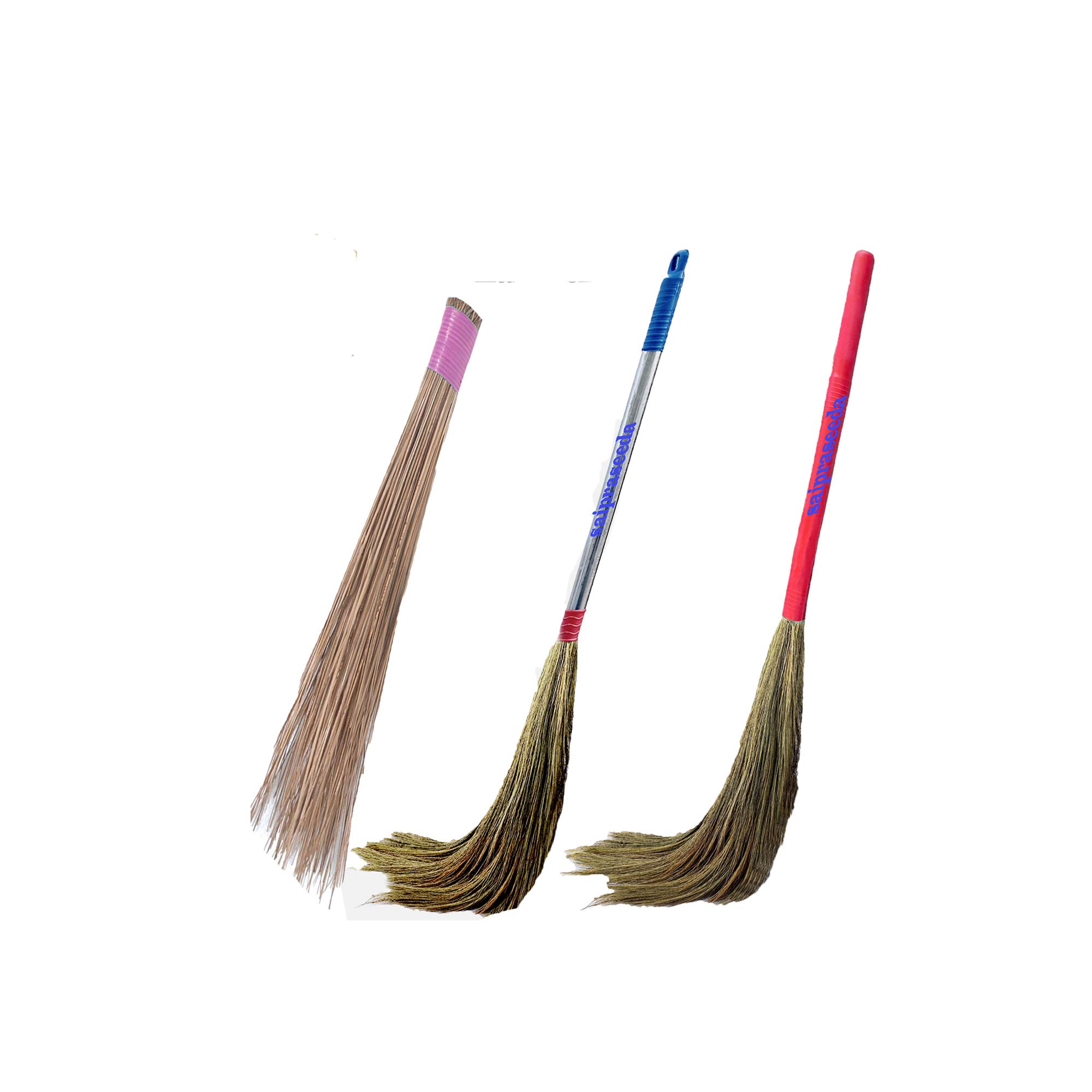 UR LITTLE SHOP Large Size Broom Stick with Natural Grass & Coconut Stick Home Cleaning 3`s Pack(Multi Colour)-image-20