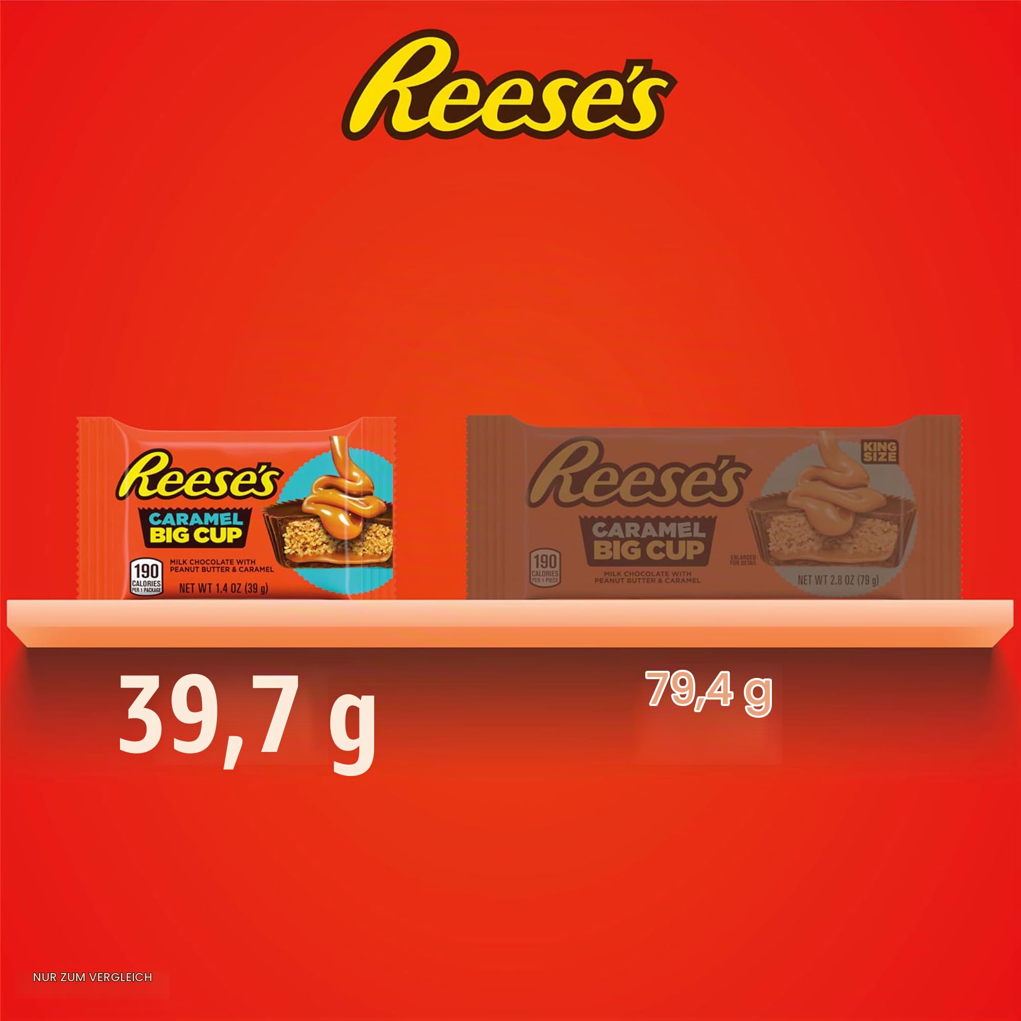 REESE'S Big Cup Karamell-Milchschokoladen-Erdnussbutterbecher, Süßigkeitenpackungen, Halloween-Süßigkeiten, 40 ml (16 Stück)