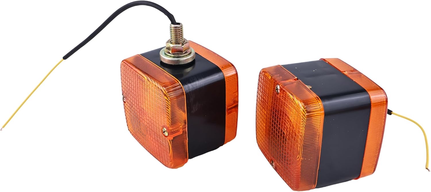 DVPARTS 2 PCS Turn Signal Light Flasher Lamp 198010-53420 198425-53150 Compatible with Yanmar Kubota Other Squre 2x2 Rear