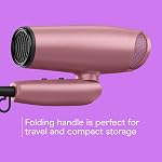 Sèche-cheveux Conair avec Diffuseur et Poignée Pliable, Sèche-cheveux Pratique pour le Voyage, Sèche-cheveux Radiance Boost pour Moins de Frisottis, Plus de Brillance, et des Cheveux Irrésistiblement Soyeux, Comprend Diffuseur et Concentrateur