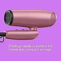 Vista 4 de Conair Hair Dryer with Diffuser and Folding Handle, 1875W Travel Blow Dryer with Concentrator, Radiance Boost with Nano-Quartz Ceramic for Less