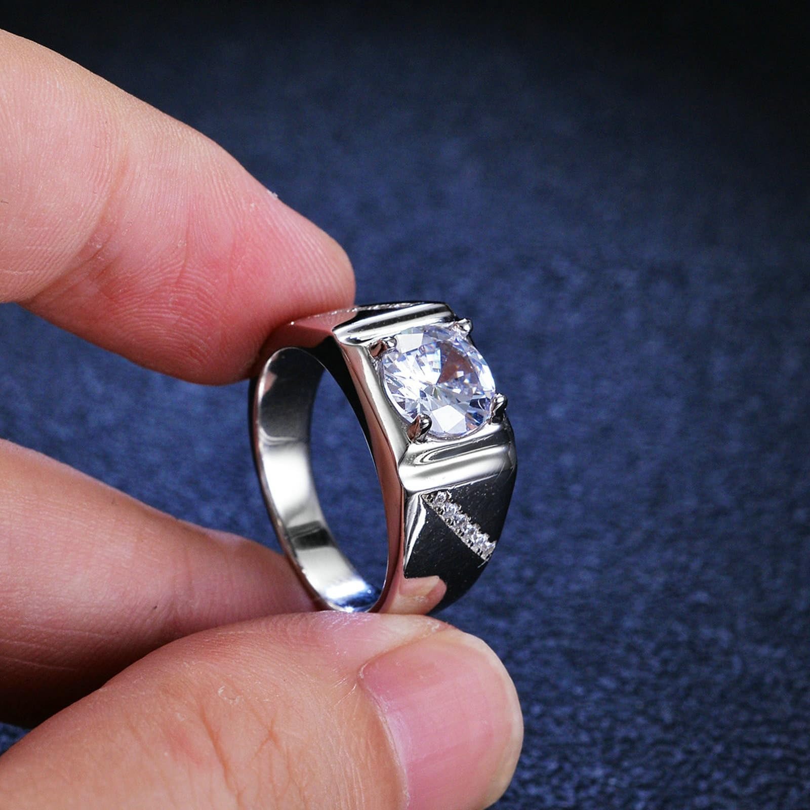 Anillos de oro blanco de 9 K/14 K/18 K, joyas auténticas, clásicas, alianzas con moissanita, alianzas blancas y doradas Au 375/585/750, talla 47-65