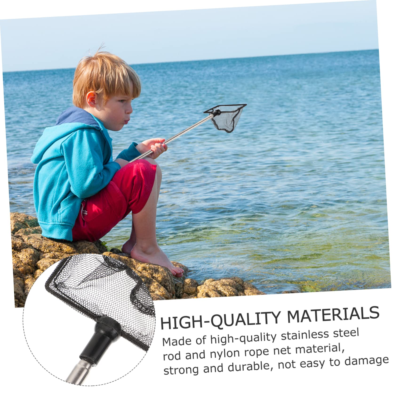 TOYANDONA Versenkungs Netz Angelkescher Fisch Fangnetz für Laubrechen Luft Angler ausrüstung Fishing Tackle Angeln einziehbarer Kescher teleskopierbares Keschernetz Legierung Black