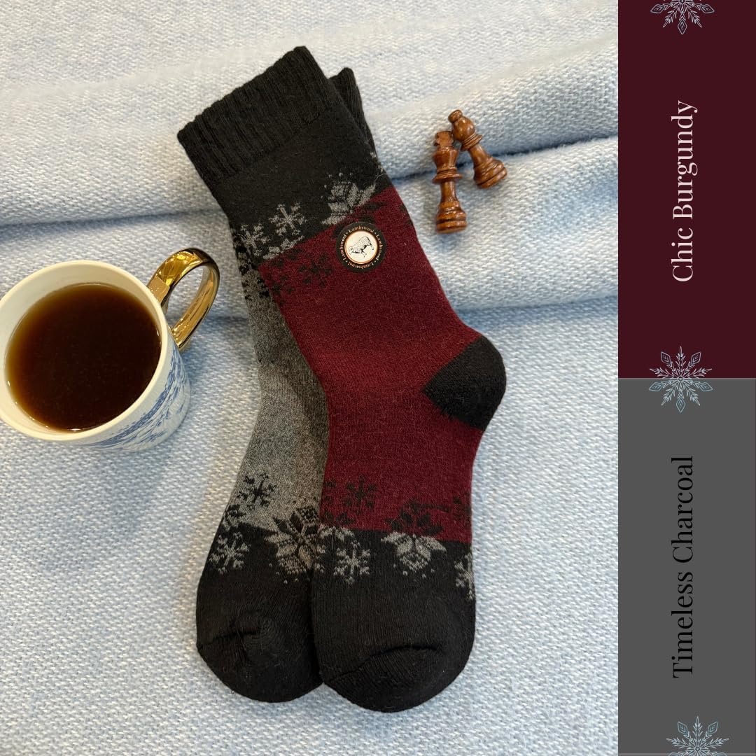 Crew Wool Socks for Women - Premium Lambswool, Soft & Cozy, OEKO-TEX Certified 2 Pack - Image 2