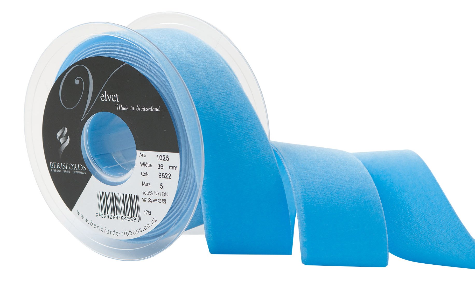 Berisfords Velvet Ribbon, Faience, 10.2 x 4.5 x 10.2 cm