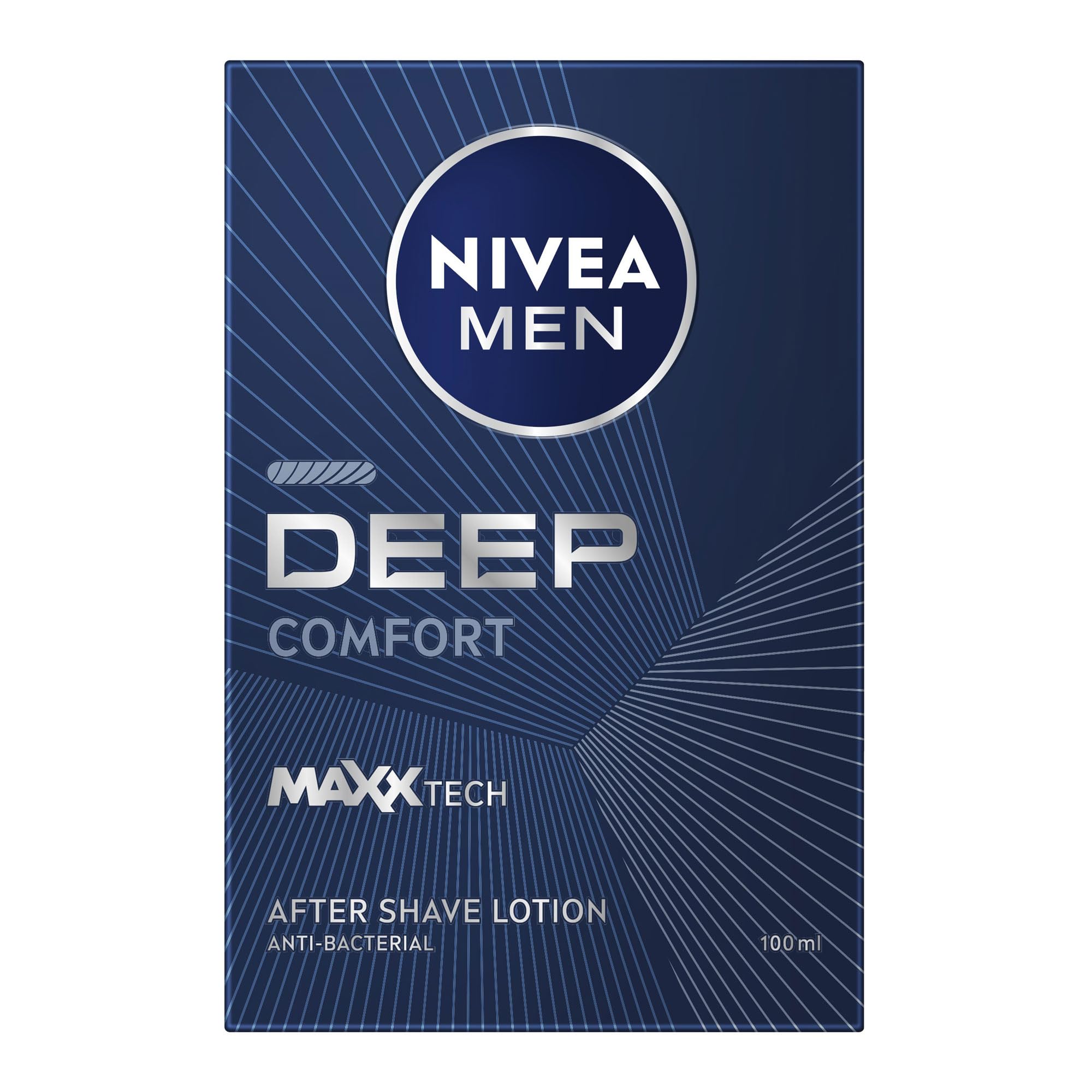 NIVEA MEN DEEP After Shave Lotion, Antibacterial Formula with Black Carbon & Woody Scent, Post-Shave Skin Protection, 100ml