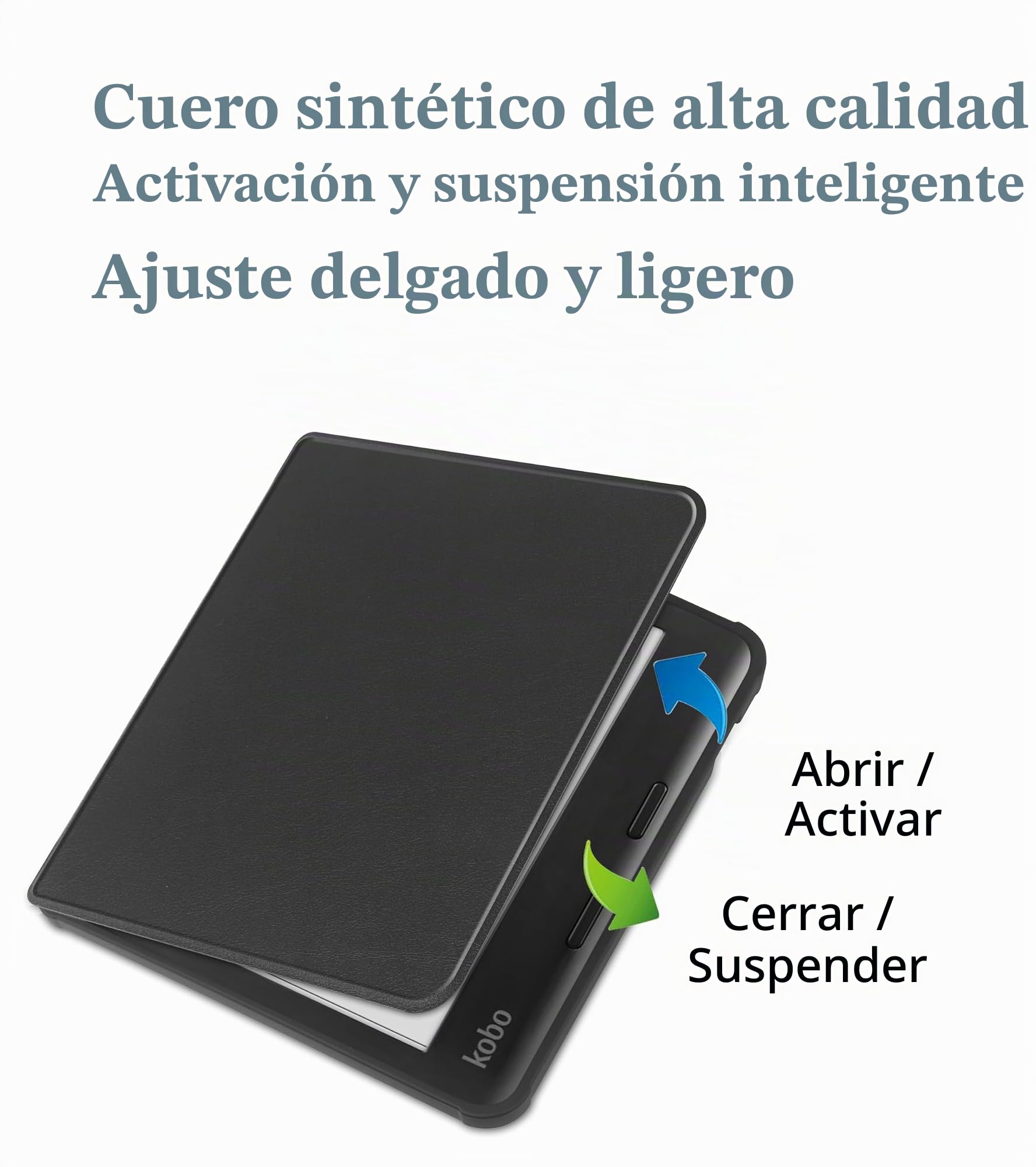 SATURCASE Funda De Silicona Con Tapa Abatible Para Kobo Libra Color 7", Con Soporte Y Función Encendido/Apagado