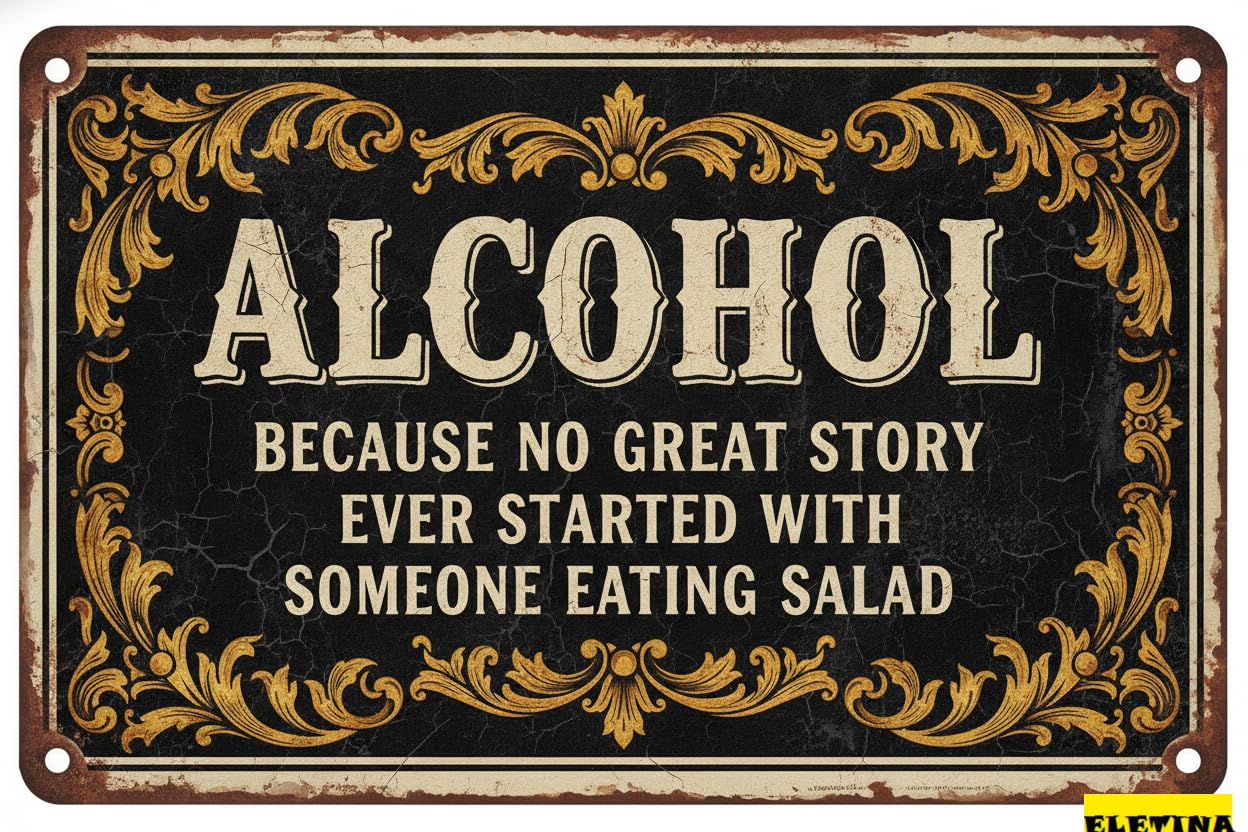 Personalized Sign for Man Cave Vintage Metal Alcohol, Funny Beer Quote Wall Decor, Black And White, 8x12 Inch Private Property Decorative