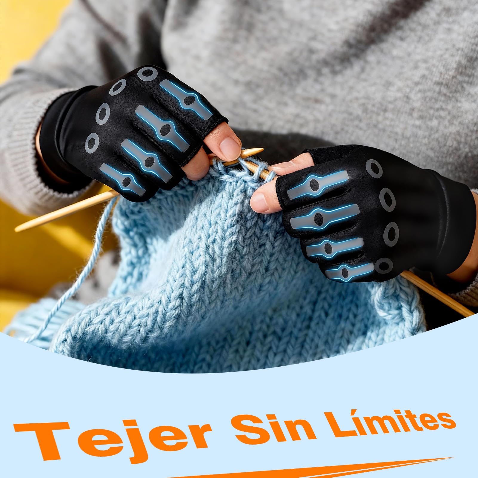Donfri Guantes Artrosis Manos Mujer, Guantes de Compresión Sin Dedos con Cobre para Artritis Reumatoide, 2 Pares, S